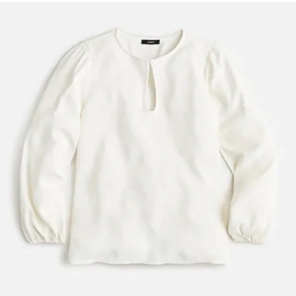 Jcrew Puff-sleeve satin-back crepe top